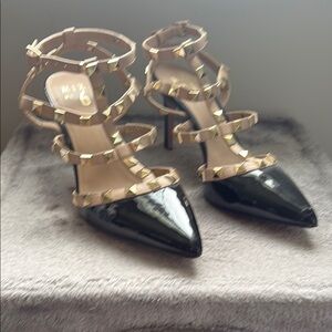 Valentino Black and Tan Strappy Heels